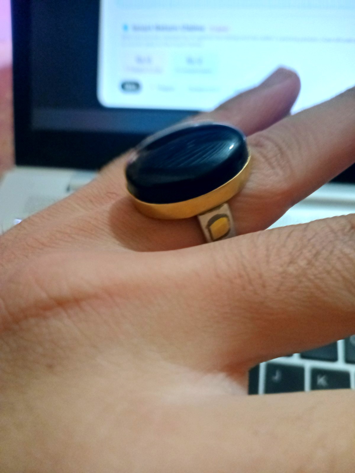 Black Smart Ring with Gold Trim - Smart Watches & Wearables in Pakistan
